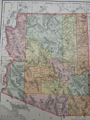 Arizona State Phoenix Tucson Mesa Tempe Yuma Flagstaff 1895 uncommon map