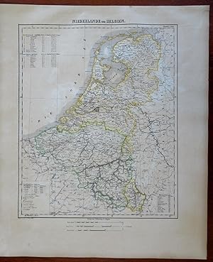 Netherlands & Belgium Brussels Amsterdam Luxembourg 1852 Flemming detailed map