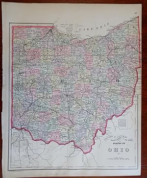 Ohio state 1888 Bradley-Mitchell uncommon hand colored map