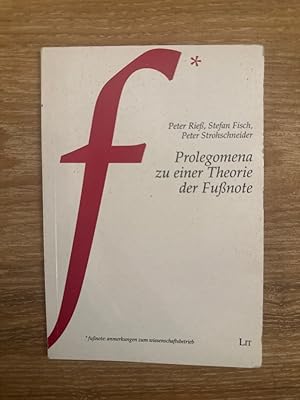 Seller image for Prolegomena zu einer Theorie der Funote for sale by PlanetderBuecher