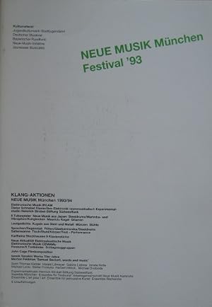 Imagen del vendedor de Neue Musik Mnchen. Festival 93. a la venta por Antiquariat Bernd Preler