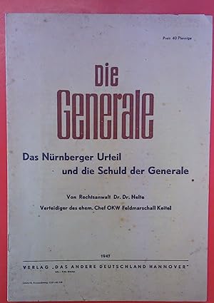 Seller image for Die Generale, das Nrnberger Urteil und die Schuld der Generale for sale by biblion2
