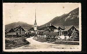 Bild des Verkufers fr Ansichtskarte Alpnach-Dorf, Bahnhofstrasse und Kirche zum Verkauf von Bartko-Reher