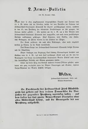 Bild des Verkufers fr 2. Armee-Bulletin vom 18. December 1848. Flugblatt. zum Verkauf von Georg Fritsch Antiquariat