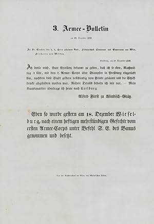 Bild des Verkufers fr 3. Armee-Bulletin vom 19. December 1848. Flugblatt. zum Verkauf von Georg Fritsch Antiquariat