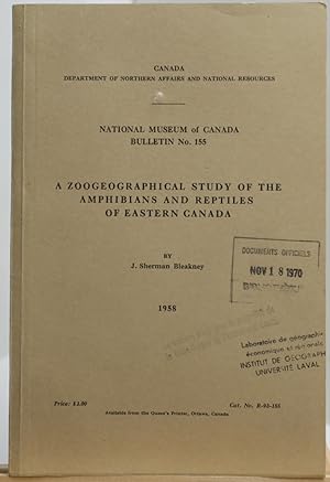 Immagine del venditore per A zoogeographical study of the amphibians and reptiles of Eastern Canada venduto da Librairie Michel Morisset, (CLAQ, ABAC, ILAB)