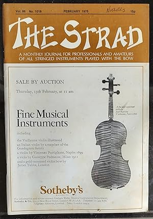 Seller image for The Strad February 1975 A Monthly Journal For Professionals And Amateurs Of All Stringed Instruments Played With The Bow for sale by Shore Books