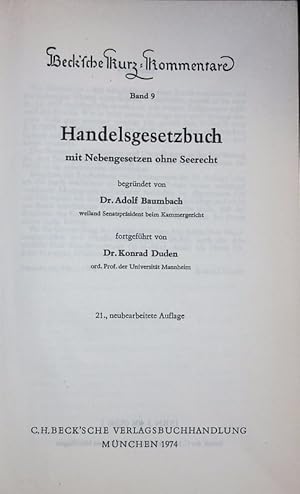 Imagen del vendedor de Handelsgesetzbuch mit Nebengesetzen ohne Seerecht. a la venta por Antiquariat Bookfarm