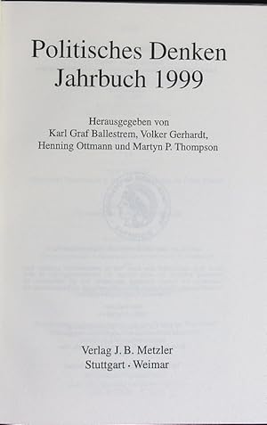 Seller image for Jahrbuch 1999. Politisches Denken. for sale by Antiquariat Bookfarm