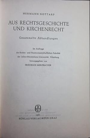 Seller image for Aus Rechtsgeschichte und Kirchenrecht. Gesammelte Abhandlungen. for sale by Antiquariat Bookfarm