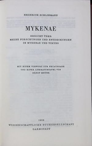 Immagine del venditore per Mykenae. Bericht ber meine Forschungen und Entdeckungen in Mykenae und Tiryns. venduto da Antiquariat Bookfarm