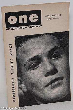 Imagen del vendedor de ONE Magazine; the homosexual viewpoint; vol. 6, #11, November 1958; Homosexuals Without Masks a la venta por Bolerium Books Inc.