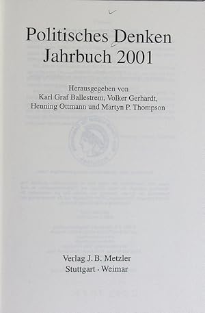 Bild des Verkufers fr Jahrbuch 2001. Politisches Denken. zum Verkauf von Antiquariat Bookfarm