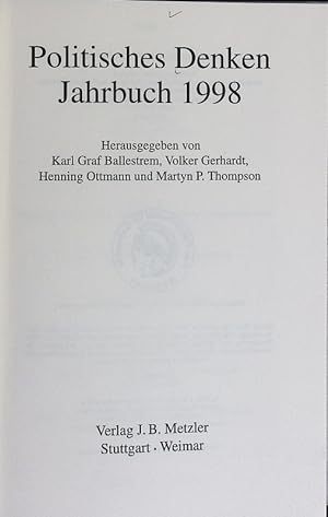 Immagine del venditore per Jahrbuch 1998. Politisches Denken. venduto da Antiquariat Bookfarm