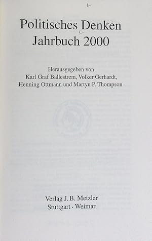 Bild des Verkufers fr Jahrbuch 2000. Politisches Denken. zum Verkauf von Antiquariat Bookfarm
