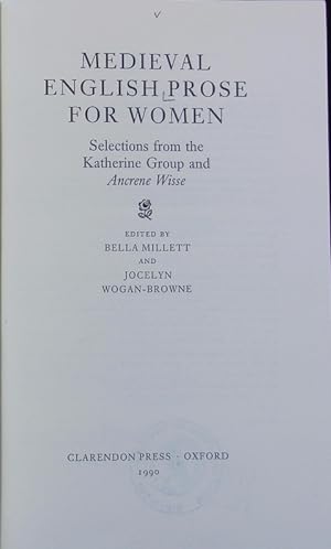Seller image for Medieval English prose for women : selections from the Katherine Group and 'Ancrene wisse'. for sale by Antiquariat Bookfarm