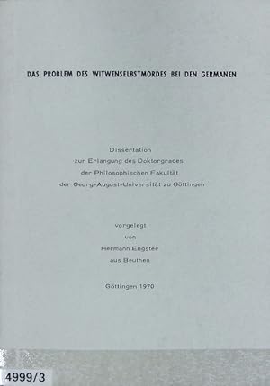Imagen del vendedor de Problem des Witwenselbstmordes bei den Germanen. a la venta por Antiquariat Bookfarm