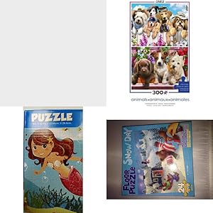 Imagen del vendedor de Assorted Children's Puzzles 4 Pack Bundle: Hot Wheels 24 Piece Puzzle Green Sports Car City Background, Ceaco 2 in 1 Oversized 300 Piece Puzzles Multipack - Dogs, 100 Piece Cartoon Mermaid Jigsaw Puzzle, Dalmatian Press Floor Puzzle Snow Day a la venta por InventoryMasters