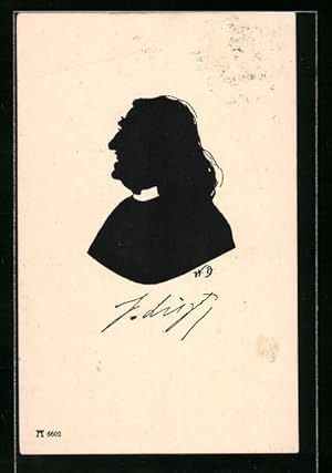 Bild des Verkufers fr Ansichtskarte Silhouette vom Komponist Franz Liszt zum Verkauf von Bartko-Reher