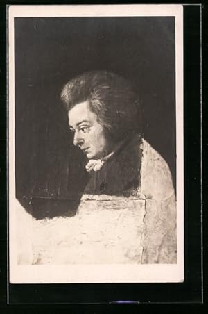 Bild des Verkufers fr Ansichtskarte Unvollendetes Portrait von W. A. Mozart, gemalt von seinem Schwager Lange zum Verkauf von Bartko-Reher