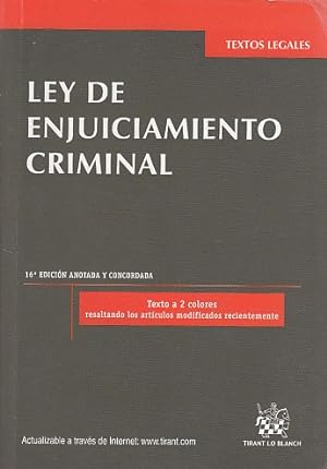 Seller image for LEY DE ENJUICIAMIENTO CRIMINAL. 16 EDICIN ANOTADA Y CONCORDADA for sale by Librera Vobiscum