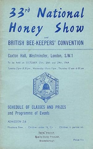 Imagen del vendedor de 33rd National Honey Show and British Bee-Keepers  Convention. a la venta por C. Arden (Bookseller) ABA