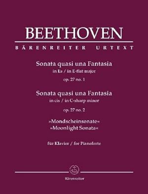 Bild des Verkufers fr Sonata quasi una Fantasia fr Klavier Es-Dur, cis-Moll op. 27, 1+2 "Mondscheinsonate" : Spielpartitur, Sammelband, Urtextausgabe zum Verkauf von Smartbuy