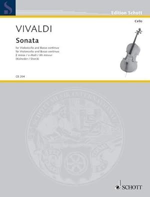 Bild des Verkufers fr Sonata e-Moll : Violoncello und Basso continuo., Cello-Bibliothek - Edition Schott zum Verkauf von Smartbuy