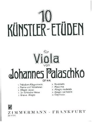 Image du vendeur pour Zehn Knstler-Etden op. 44, Viola : op. 44. Viola. mis en vente par Smartbuy