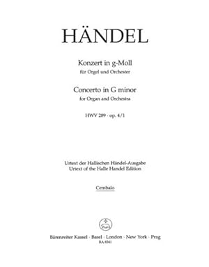 Bild des Verkufers fr Konzert fr Orgel und Orchester g-Moll op. 4/1 HWV 289 : Cembalo, Brenreiter Urtext zum Verkauf von Smartbuy