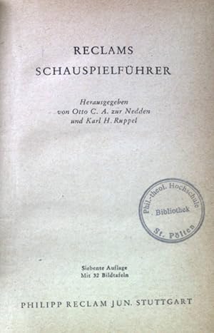 Seller image for Reclams Schauspielfhrer. for sale by books4less (Versandantiquariat Petra Gros GmbH & Co. KG)