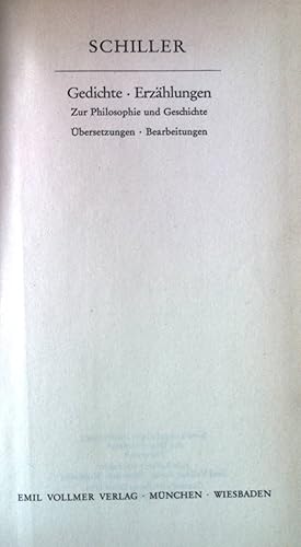 Bild des Verkufers fr Schiller : Gedichte, Erzhlungen zur Philosophie und Geschichte. Tempel-Klassiker, Schiller Werke, zweiter Band; zum Verkauf von books4less (Versandantiquariat Petra Gros GmbH & Co. KG)