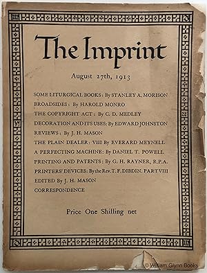 Bild des Verkufers fr The Imprint. August 27th 1913 zum Verkauf von William Glynn