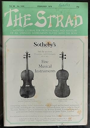 Seller image for The Strad February 1976 A Monthly Journal For Professionals And Amateurs Of All Stringed Instruments Played With The Bow for sale by Shore Books