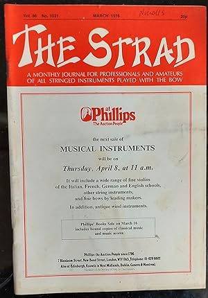 Image du vendeur pour The Strad March 1976 A Monthly Journal For Professionals And Amateurs Of All Stringed Instruments Played With The Bow mis en vente par Shore Books