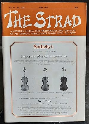 Imagen del vendedor de The Strad May 1976 A Monthly Journal For Professionals And Amateurs Of All Stringed Instruments Played With The Bow a la venta por Shore Books