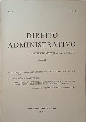 DIREITO ADMINISTRATIVO ANO 1, N.º 5, NOVEMBRO-DEZEMBRO 1980.