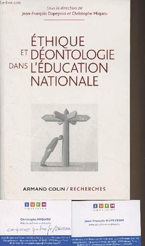 Bild des Verkufers fr Ethique et dontologie dans l'Education nationale - "Recherches" zum Verkauf von Le-Livre