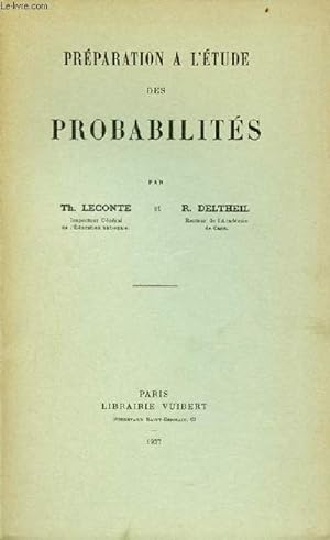 Bild des Verkufers fr Prparation  l'tude des probabilits. zum Verkauf von Le-Livre