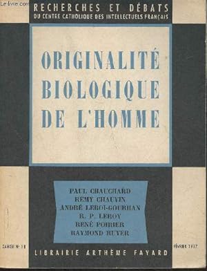 Bild des Verkufers fr Originalit biologique de l'homme zum Verkauf von Le-Livre