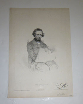 Seller image for Portrait of Ary Scheffer, half-length, seated, looking to front, a portfolio in his lap. First edition of the lithograph. for sale by Wittenborn Art Books