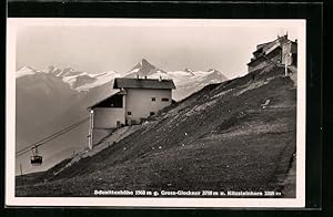 Ansichtskarte Schmittenhöhe, Grossglockner und Kitzsteinhorn, Seilbahn