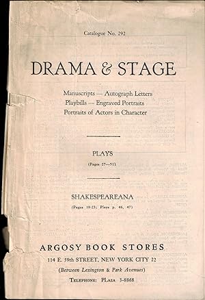 Seller image for Catalogue No. 292 - DRAMA & STAGE for sale by UHR Books