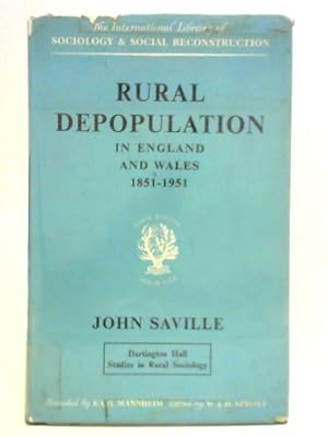Bild des Verkufers fr Rural Depopulation in England and Wales, 1851 to 1951 zum Verkauf von World of Rare Books