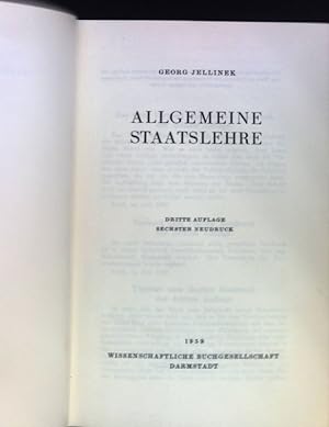 Bild des Verkufers fr Allgemeine Staatslehre. zum Verkauf von books4less (Versandantiquariat Petra Gros GmbH & Co. KG)