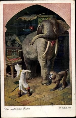 Image du vendeur pour Knstler Ansichtskarte / Postkarte Kubel, Otto, Der gestiefelte Kater, Zauberer als Elefant mis en vente par akpool GmbH