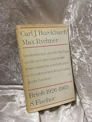 Seller image for Briefe : 1926 - 1965. Carl J. Burckhardt ; Max Rychner. [Vorw. von Carl J. Burckhardt. Hrsg. von Claudia Mertz-Rychner] for sale by Antiquariat Jochen Mohr -Books and Mohr-