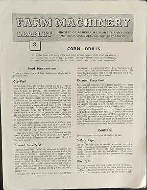 Immagine del venditore per Farm Machinery Leaflet 8. Corn Drills 1952 Ministry of Agriculture, Fisheries and Food venduto da Shore Books