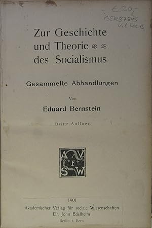 Image du vendeur pour Zur Theorie und Geschichte des Socialismus. Gesammelte Abhandlungen. mis en vente par Rotes Antiquariat