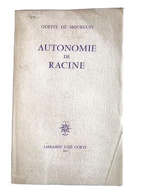 Imagen del vendedor de Autonomie de Racine a la venta por Librairie Douin